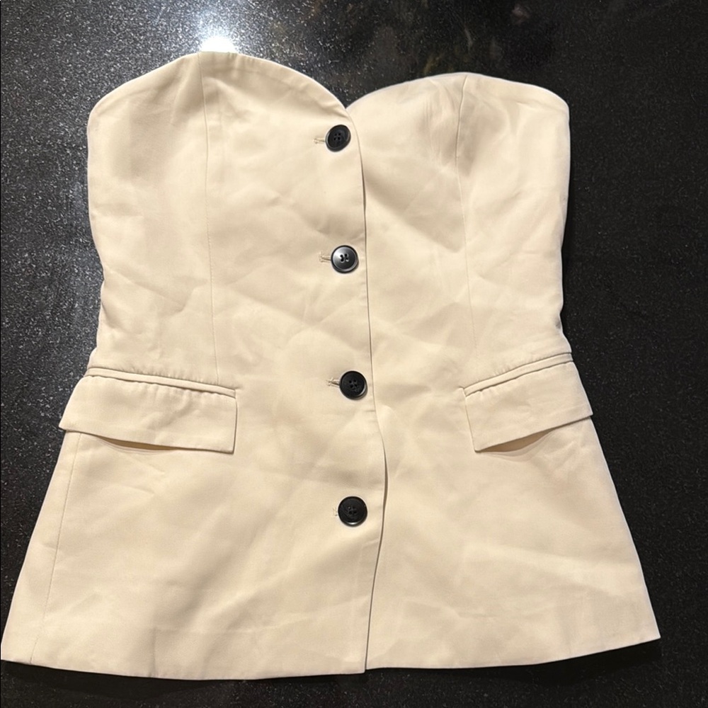 Commense Cream Strapless Sheath Dress